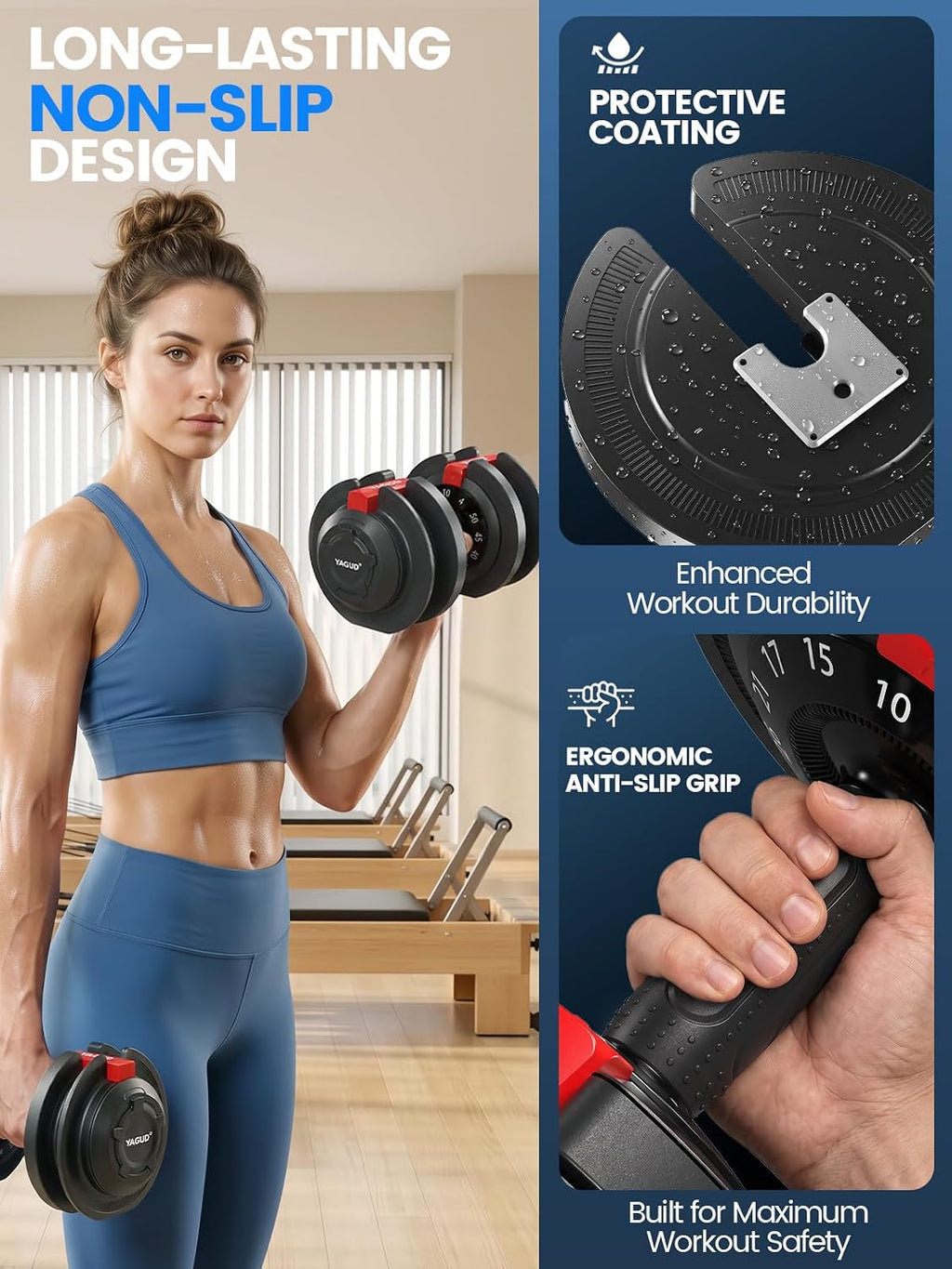 Yagud Adjustable Dumbbell Set, 40/50/90lbs Adjustable Weights Dumbbells