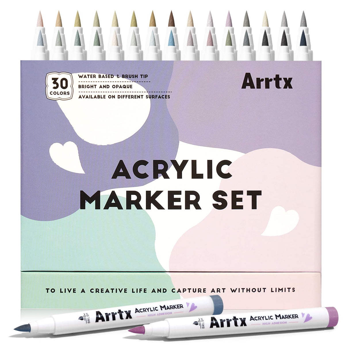 Arrtx 150 Colors Acrylic Paint Pens Paint Markers, Brush Tip Acrylic Pens for Coloring Books,Water-Based Waterproof,for Rock Painting,Stone,Ceramic DIY Art & Crafts