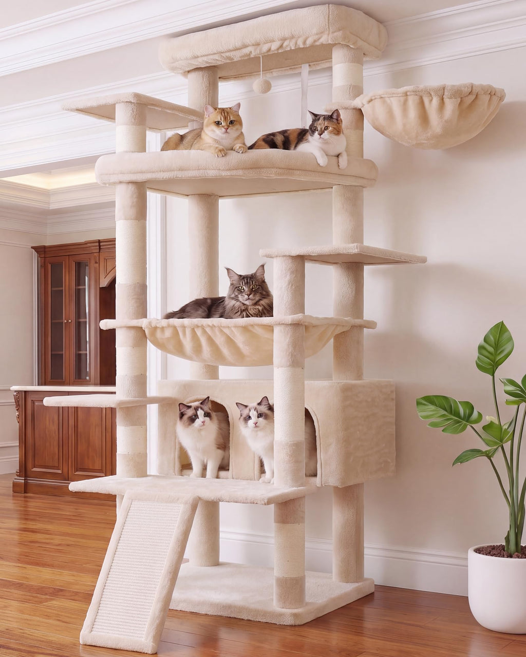 Heybly Cat Tree, 68 inch Multi-Level Cat Tower for Indoor Cats HCT025G