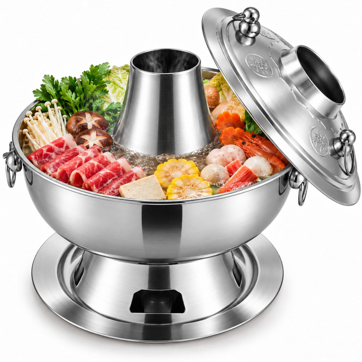 Charcoal Hot Pot, Chinese Charcoal Hot Pot Cooker for Camping (Bronze)