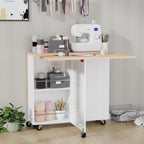 Folding Dining Table, Space Saving Kitchen Table with 6 Wheels(Light Brown)
