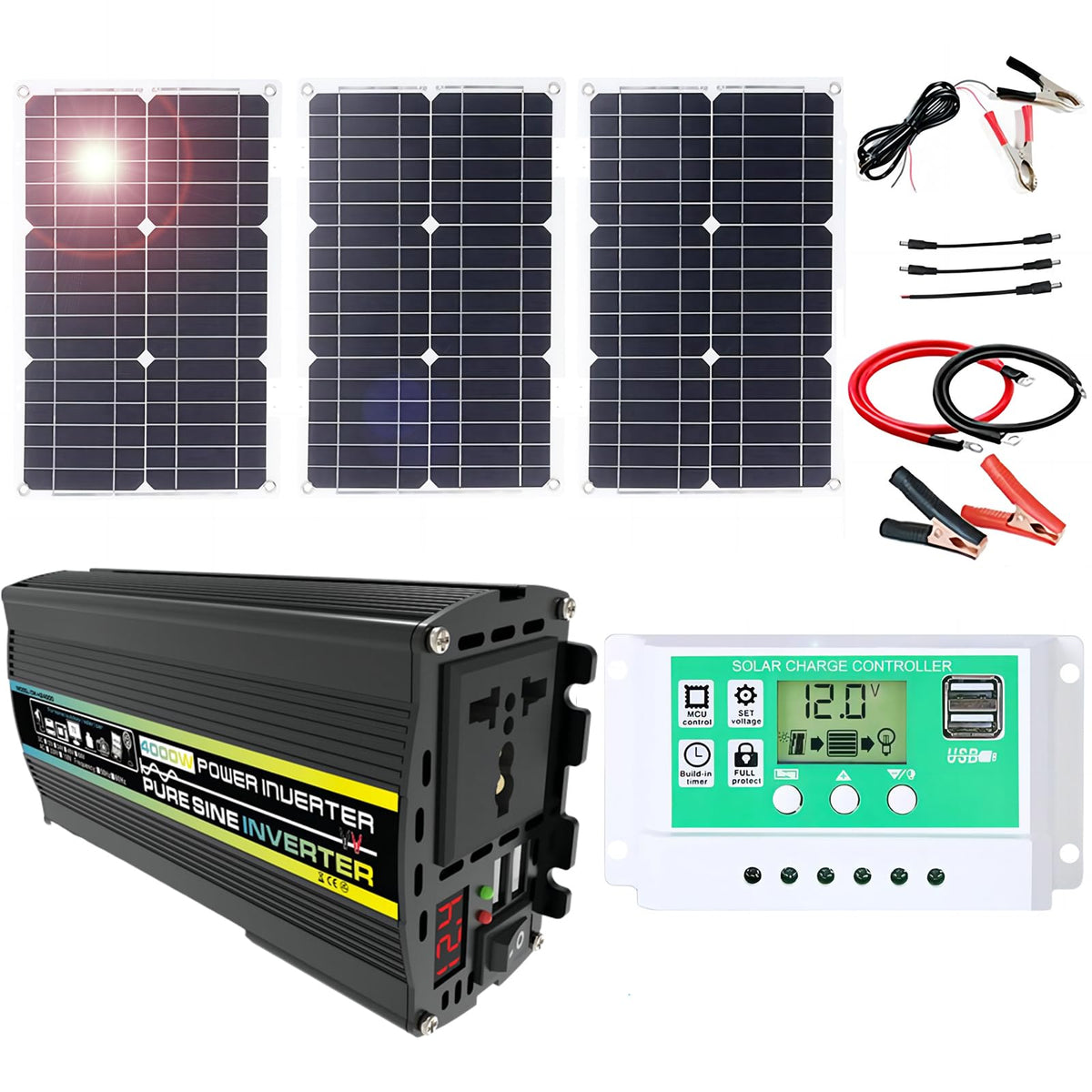 800W Off-Grid Solar Panel Kit with 50A Charge Controller - Waterproof Solar Solution for RVs and Campers(100W)
