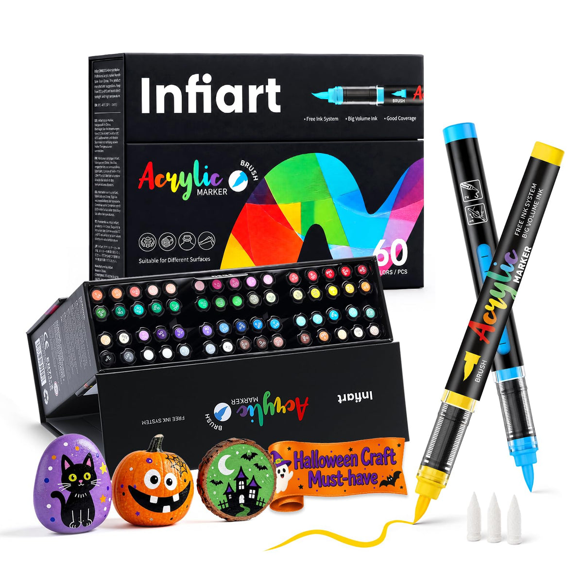 240 Colors Acrylic Paint Markers, 3X Large Capacity Flexible Tip Paint Pens