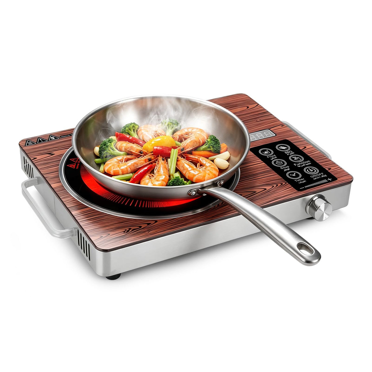 Electric Countertop Single Burner, 3500W Ceramic Cooktop with Crystal Glass Hot Plate & Stay Cool Handles, 12 Level Temperature Control, LED Display, Touch Control, Cooking Stove for Home Camping RV