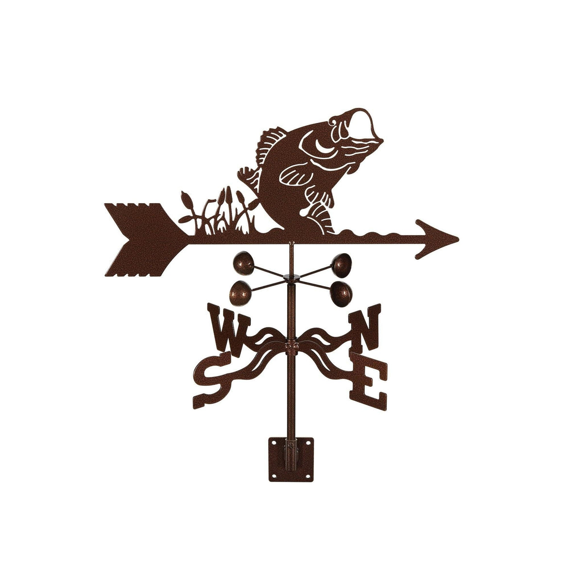 EZ Vane Steel Bass Weathervane with Wind Cups — 4-Sided Mount