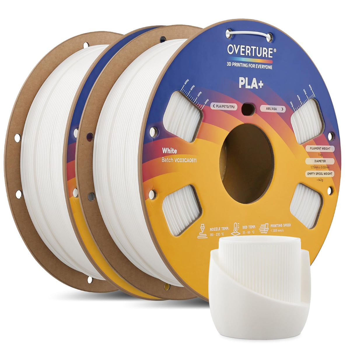 OVERTURE 10KG Bundle High Speed PLA+ 3D Printer Filament 1.75mm