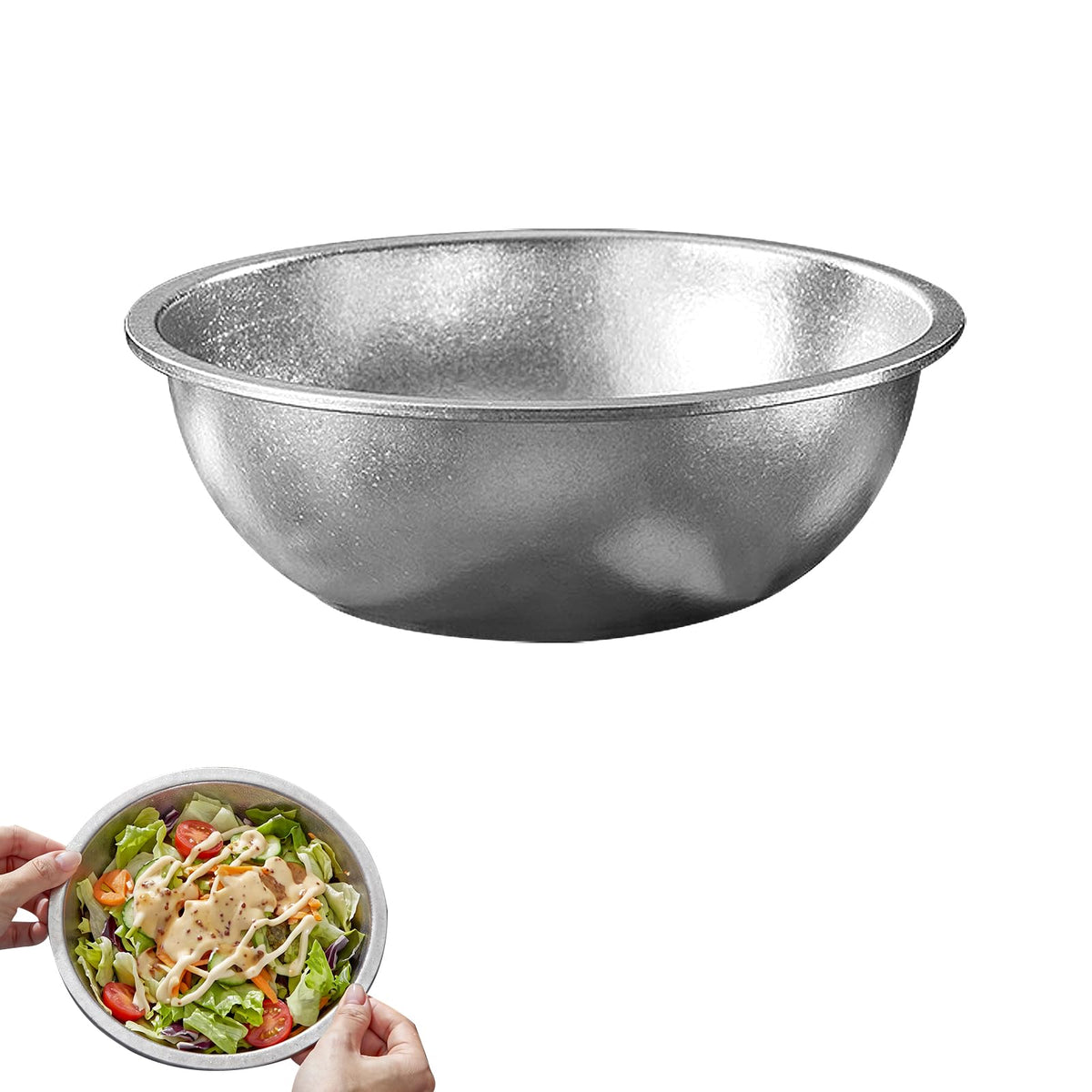 Pure Titanium Mixing Bowl for Kitchen, Healthy Durable Titanium Salad Bowls for Mixing, Dishwasher Safe, Oven Safe & Refrigerator Safe, for Baking, Salad Tossing, Cooking and Prepping,2.52QT