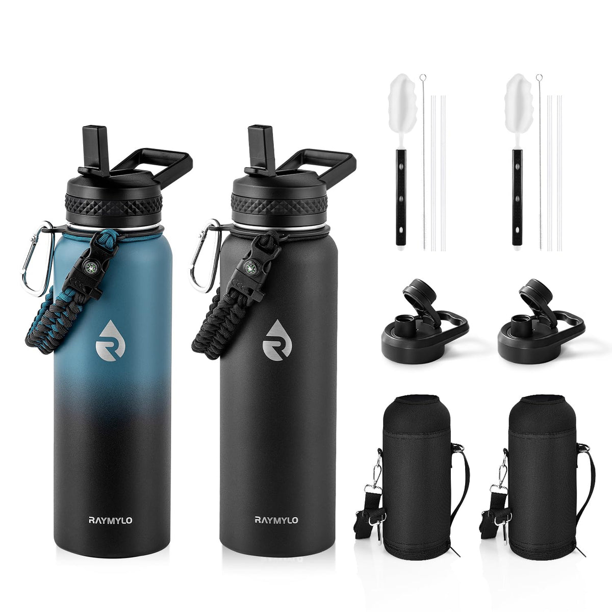 RAYMYLO Insulated Water Bottle 40 oz, Triple Wall Vacuum Stainless Steel