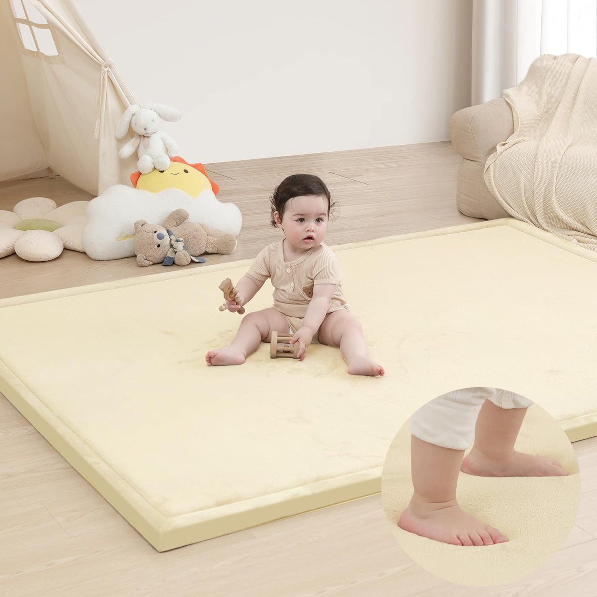 Huloo Sleep Large 1.3" Thick Baby Play Mat for Floor, 79"×59"(Dark Gray)