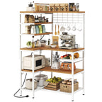 L-Shaped Bakers Rack with Power Outlets