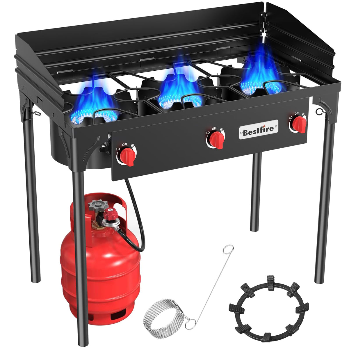 BESTFIRE High Pressure 240k BTU 2 Burner Outdoor Propane Gas Stove