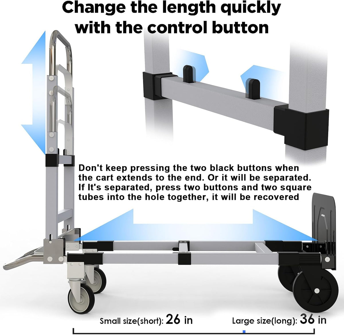 Suzhi Convertible Hand Truck Dolly Cart Heavy Duty/with 4 Wheels, 500 Lbs Load, 2 Straps for Moving Furniture/Appliance/Carton/Warehouse/Office
