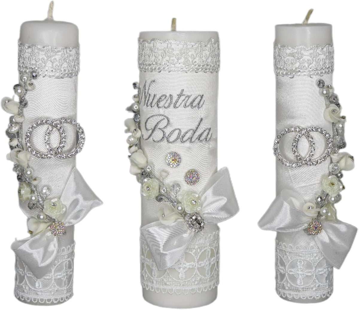 A&C Quinceañeras and More Unity Candles Wedding Set Unity candles Set of 3 for wedding Ceremony Candles for Wedding velas de union Candle for the couple VU60 (Ivory Gold)