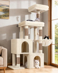 Globlazer 52in Cat Tree Tower for Indoor Cats, 2 Condos, S52, Light Grey