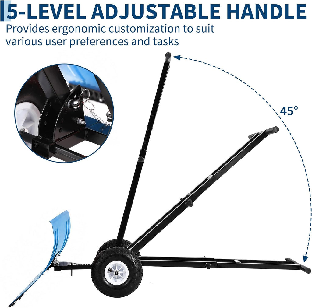 Snow Shovel with Wheels, 29" W x 16.54" H, Double Rod, Blue
