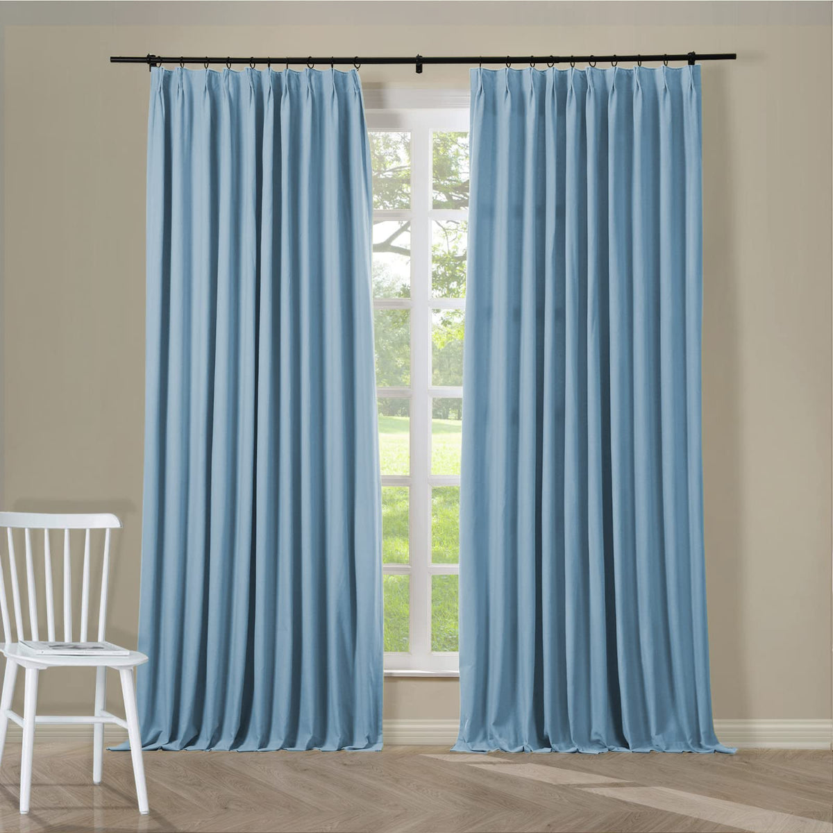 ChadMade Pinch Pleat 100% Cotton Duck Drape Blackout Ivory Drapery Extra Wide Curtain Plain Weave with Blackout Lining 100Wx96L (1 Panel), BOZI Collection