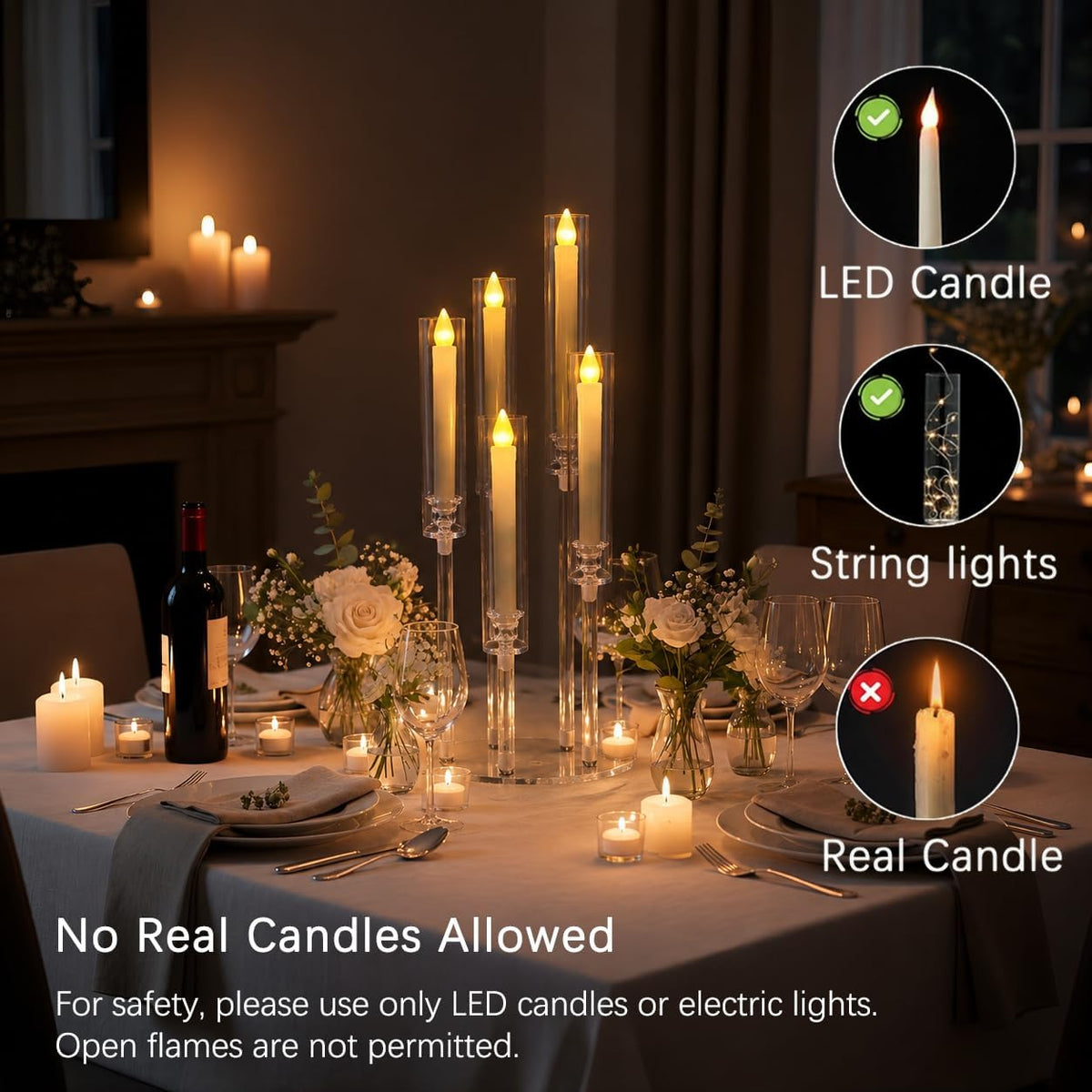 5PCS Acrylic Candelabra for Table Centerpieces,5 Arm Candle Stick Candle Holder Bulk for Wedding Party Birthday Baby Shower Christmas Decor candelabros para centros de mesa Fit 0.8 LED Candle