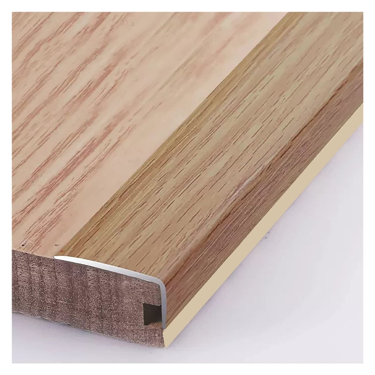 L Molding Metal Stair Steps Corner Trim Window Sill Edge Protectors, Wood Grain Finish Floor Transition Strip for Wooden Flooring/Laminate Floor (#4 60in/152cm)