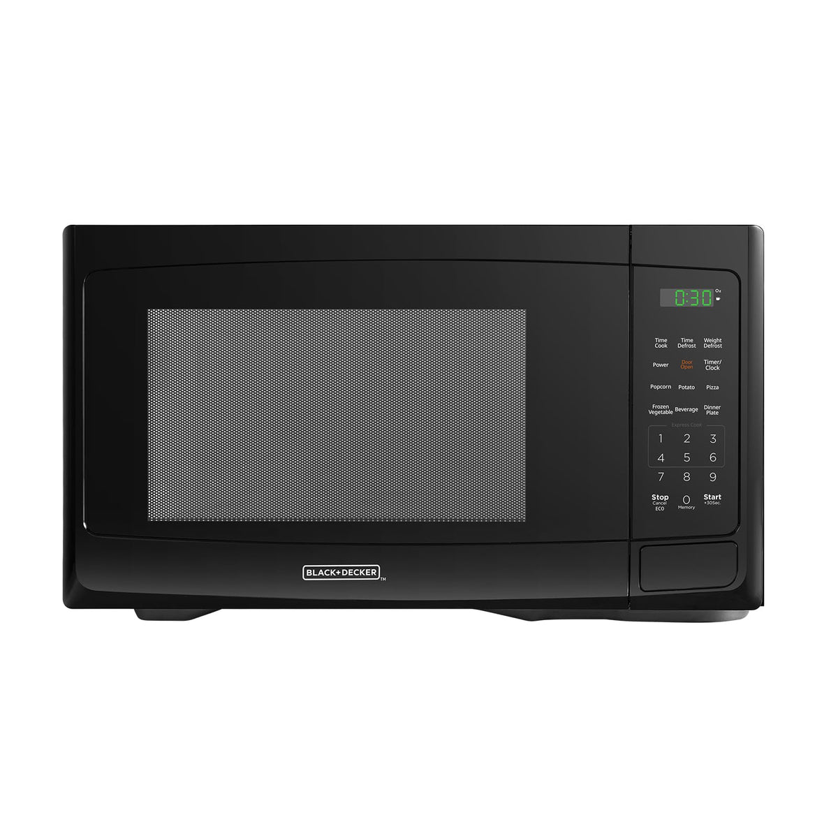 1.1 Cu. Ft. Compact Microwave Oven, 1000W, 10 Power Levels, Stainless Steel & Matte Black, Digital Display, 12 Presets, for Small Kitchens & Everyday Cooking