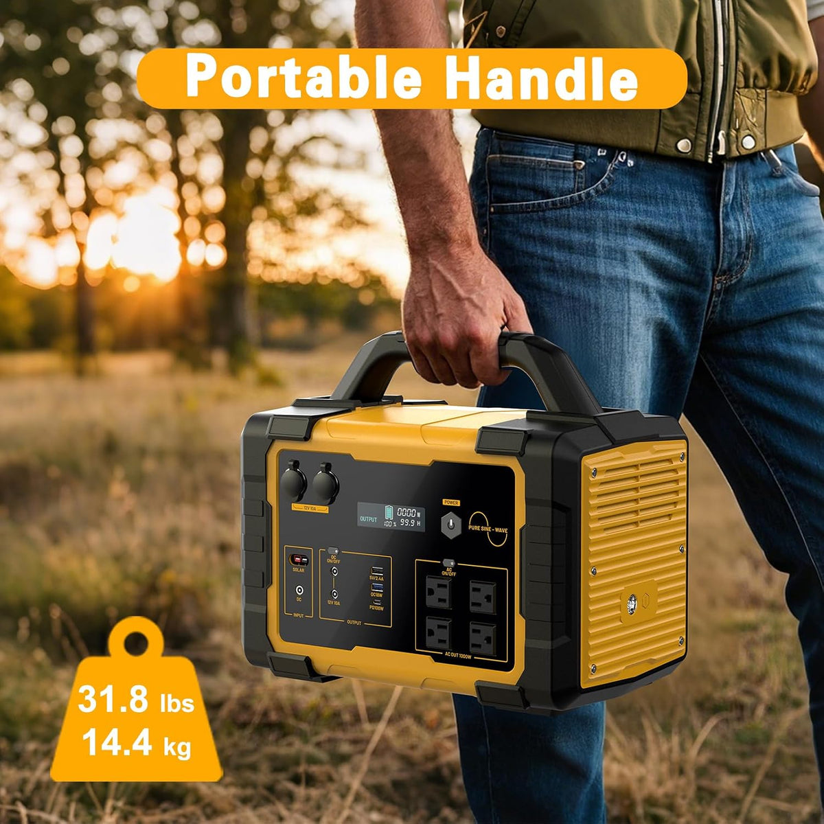 1000W Portable Power Station 1024Wh LiFePO4 for Outdoor & Home