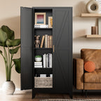 COFaR Home Farmhouse Storage Cabinet with 2 Barn Door, 61" H Metal Cabinet