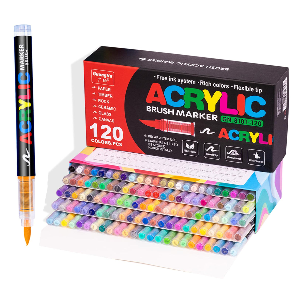 Guangna 240 acrylic paint markers for stones, fabric, wood, and more