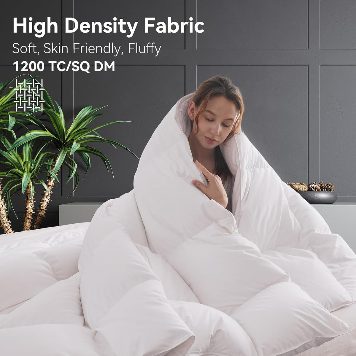 L LOVSOUL Goose Feather Down Fiber Comforter Queen,All Season Duvet Insert