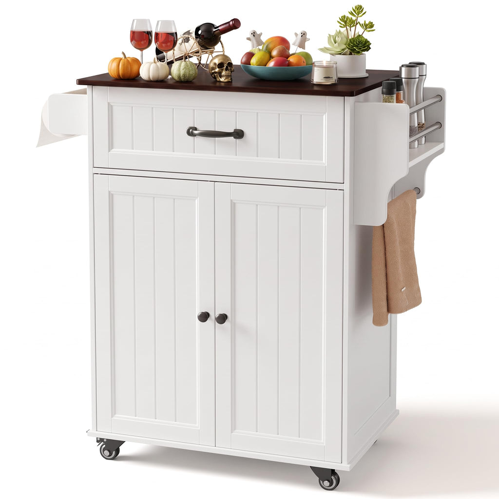 Gizoon 33" W Kitchen Island Cart with Adjustable Shelf, Black
