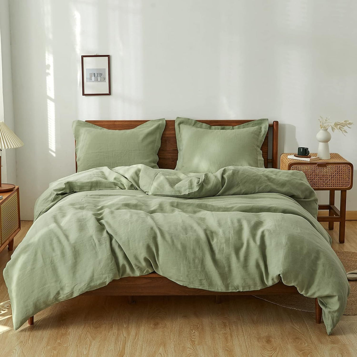 Simple&Opulence 100% Linen Duvet Cover Set, 3 PCS Natural French Flax Linen Duvet Cover King Size, Breathable Soft Comfy Linen Bedding Comforter Cover with 2 Pillowcases(Linen, 104"x92")