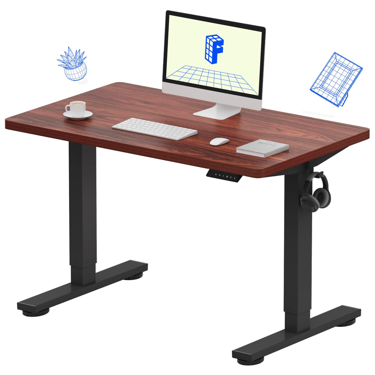 FLEXISPOT EN1 One-Piece Standing Desk, Electric Adjustable with 4 Memory Presets, 176 LBS Capacity, Stable & Quiet, Seamless Desktop for Home Office & Dual Monitors, 55"x28" White(White Frame)