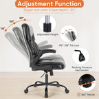 Sweetcrispy Computer Desk Chair, Lumbar Support Video Game Chair PU Leather