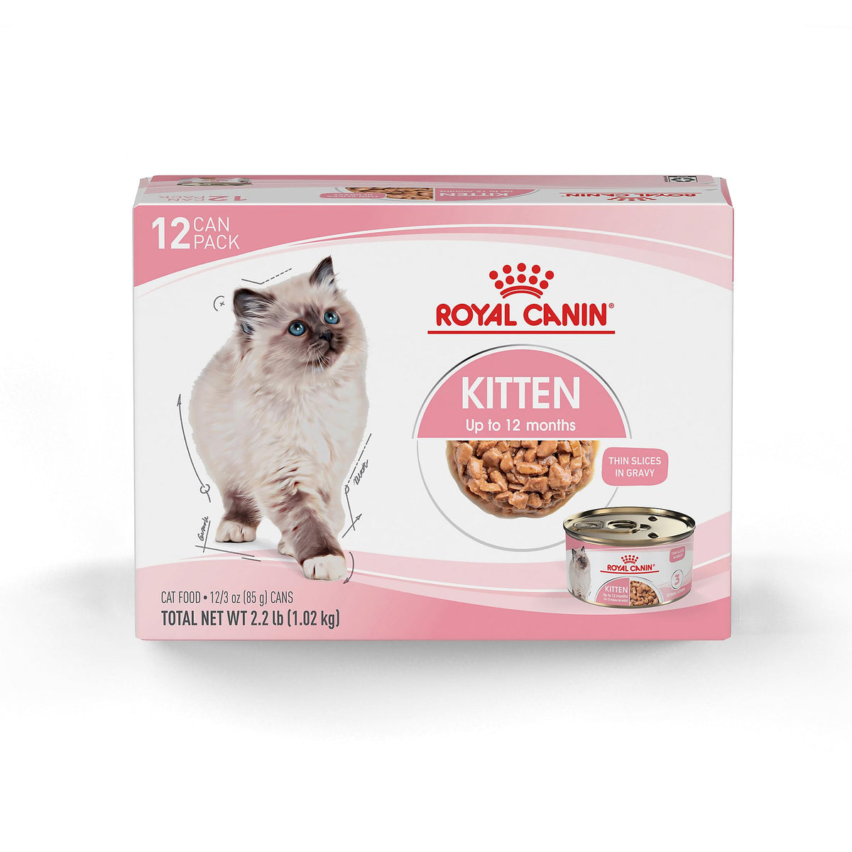 Royal Canin Feline Health Nutrition Kitten Thin Slices in Gravy Cat Food, 3 oz (Pack of 24).