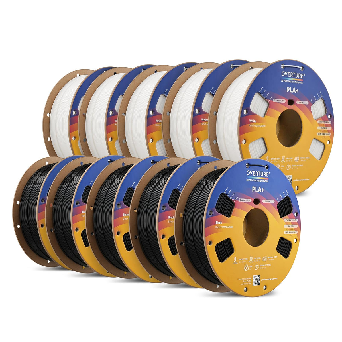 OVERTURE 10KG Bundle High Speed PLA+ 3D Printer Filament 1.75mm