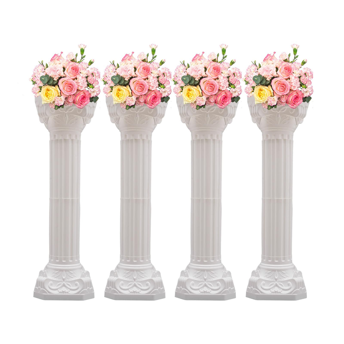 4Pcs Wedding Roman Column Pillars Set, Roman Pillar Greek Columns Elegant Wedding Event Decorative Columns Pillars Decoration Party Flower Pot Columns Decor, Capacity 110LB, 34.65"/ 88cm Tall (White)