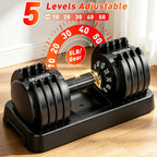 25/50lbs Adjustable Dumbbell Set of 2, 5-in-1 Free Weights Set