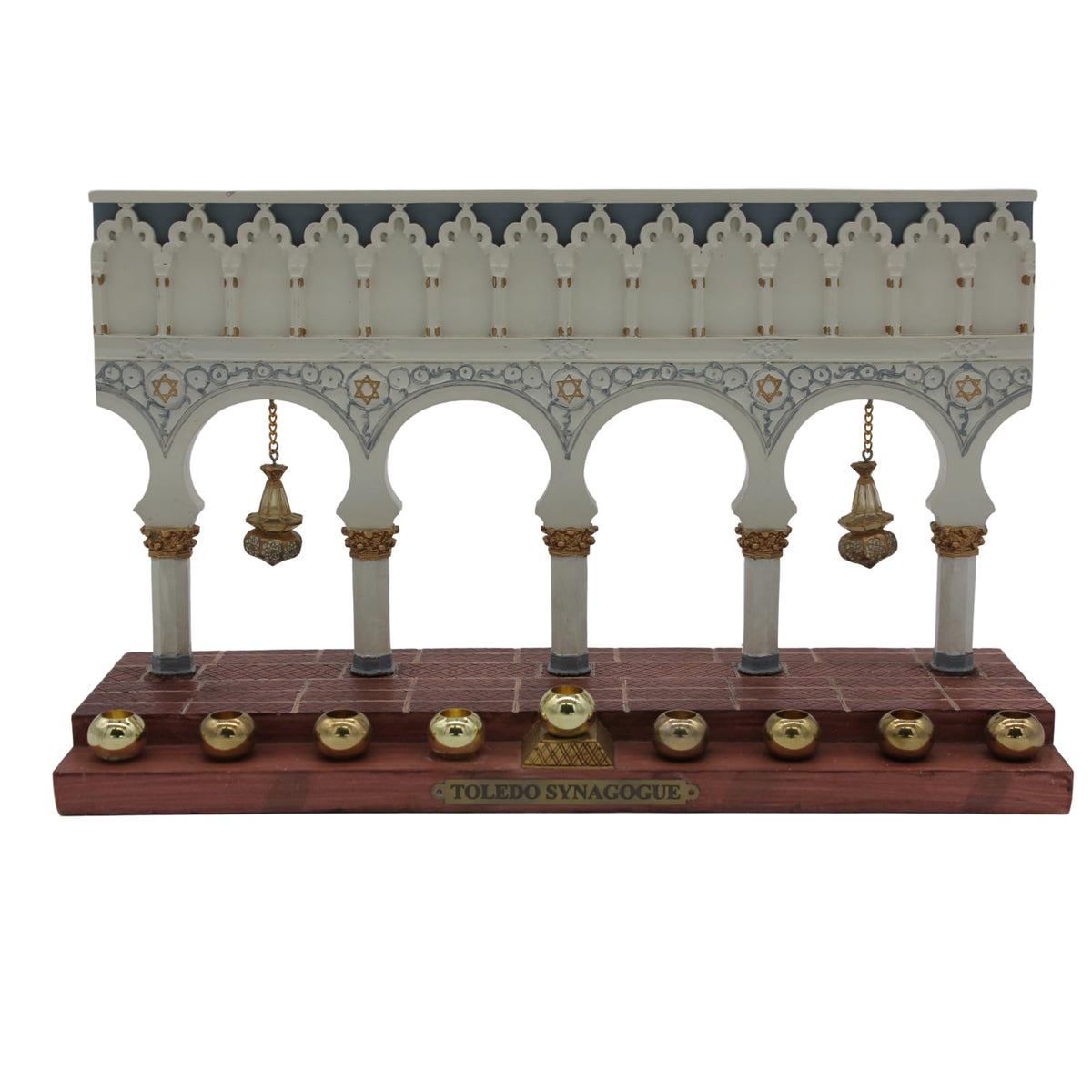 Majestic Giftware Silver-Plated Chanukah Oil Menorah (MN-HA17019B) | Fits Standard Chanukah Oil Cups and Large Candles | Durable & Long-Lasting Quality | Hanukkah Menorah - 3” High
