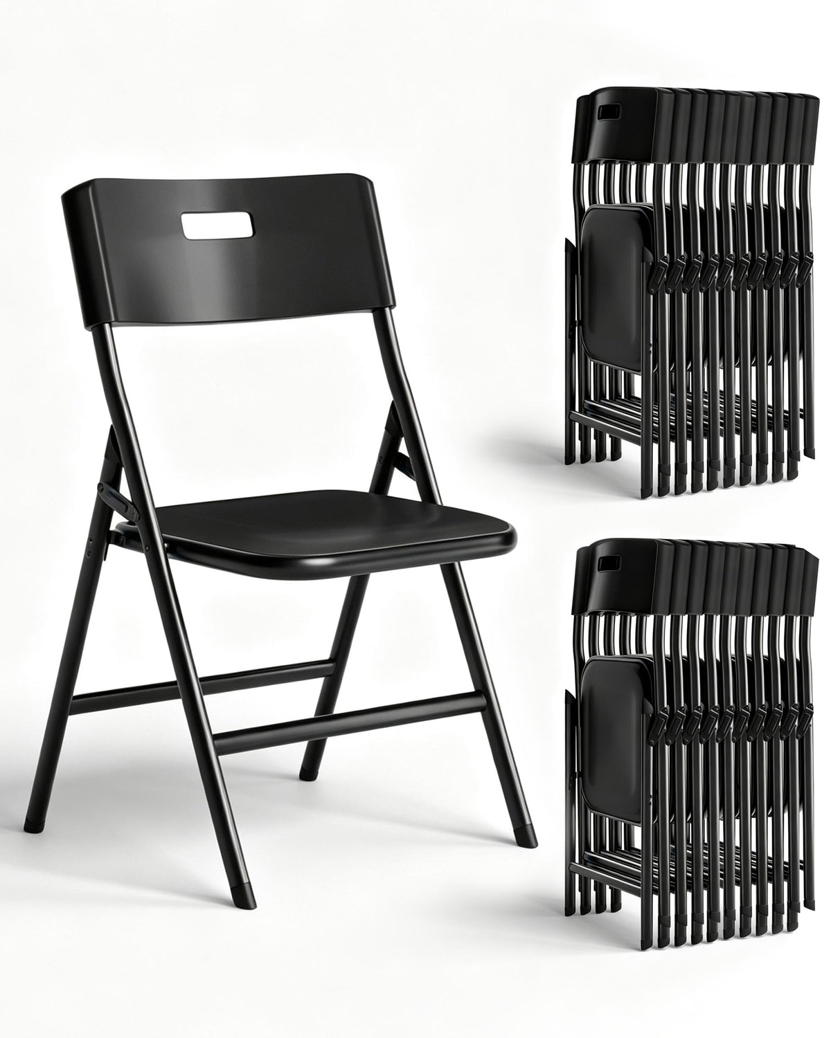 Folding Chairs, 600lbs Capacity, Heavy-Duty Commercial Stackable Plastic Foldable Chairs for Indoor/Outside, Office, Kitchen, Party, Patio(White, 10 Pack)