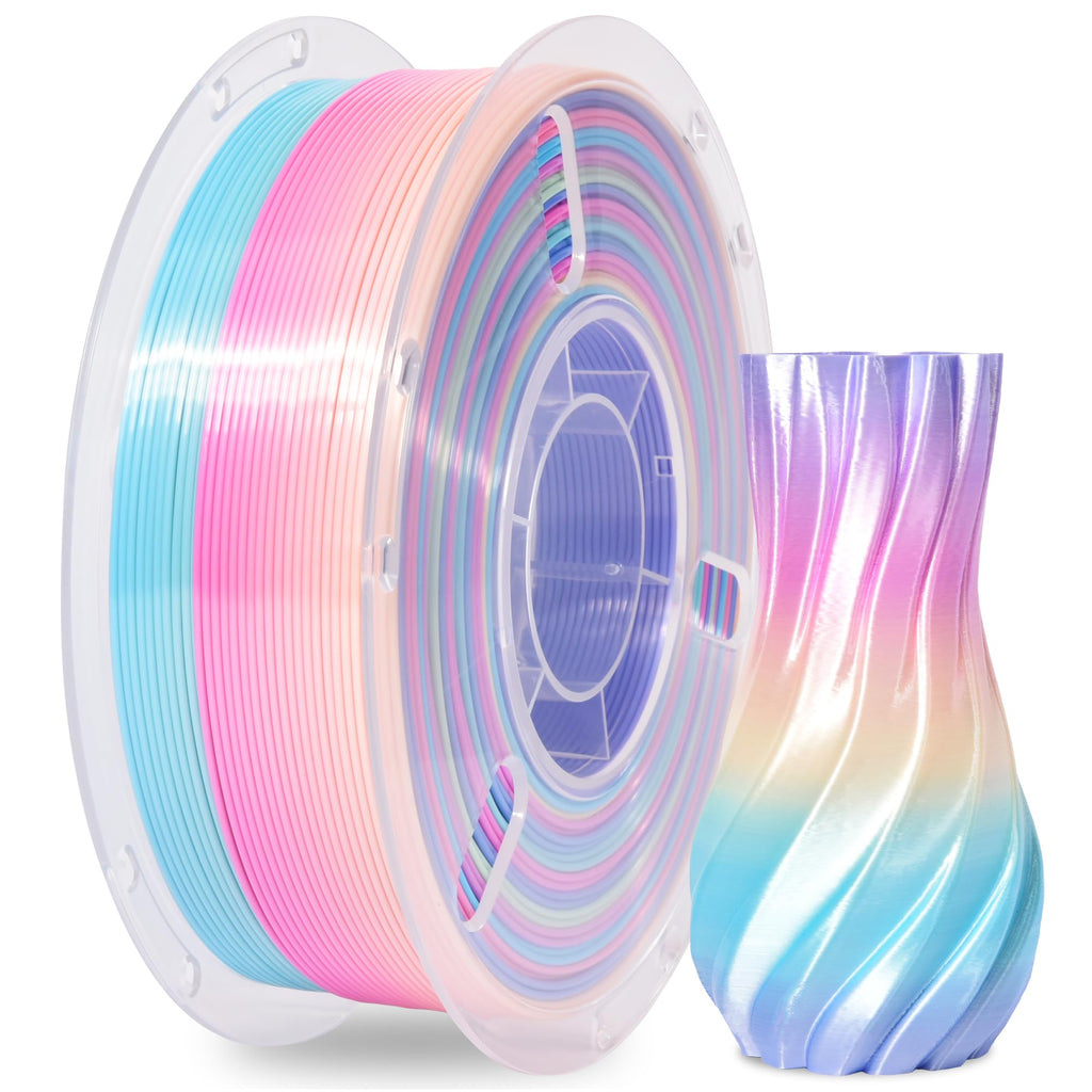 RAMBERY Silk Rainbow PLA 3D Printer Filament Bundle, 10 Colors Total 10kg, 1.75mm Multicolor Gradient 3D Printing Filament for Most FDM 3D Printers, 1KG Spool (2.2lbs) x 10 PCS