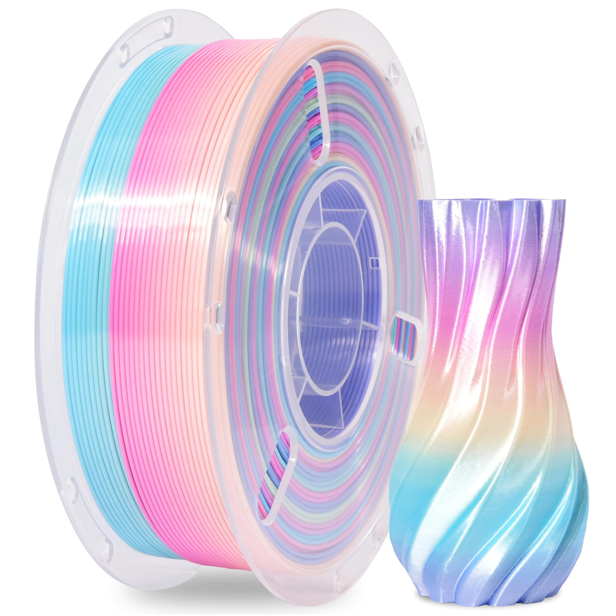 RAMBERY Silk Rainbow PLA 3D Printer Filament Bundle, 10 Colors Total 10kg, 1.75mm Multicolor Gradient 3D Printing Filament for Most FDM 3D Printers, 1KG Spool (2.2lbs) x 10 PCS