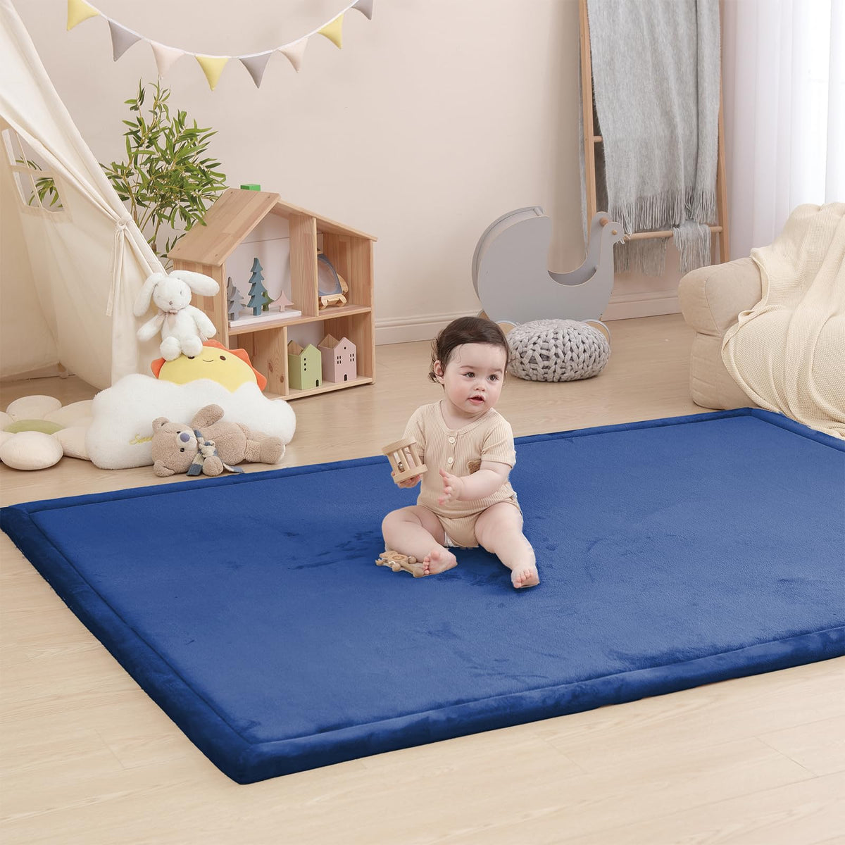 Huloo Sleep Large 1.3" Thick Baby Play Mat for Floor, 79"×59"(Dark Gray)