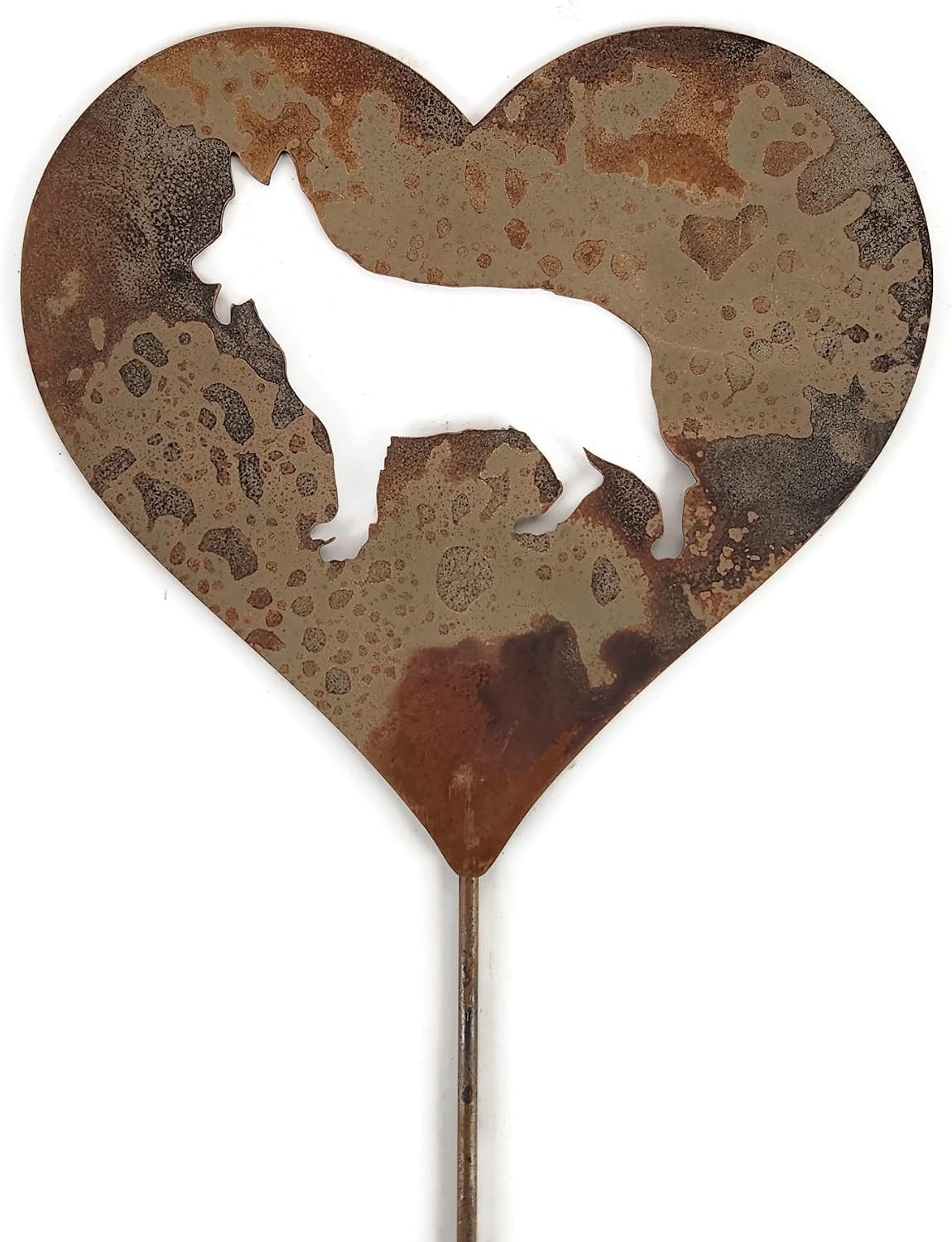 Pet Dog, Cat, Rabbit or Bird Keepsake Memorial Heart Garden Stake 20 to 28 Inches Tall (Large Heart, 28" Tall, Yorkie Yorkshire Terrier, Naturally Rusted)