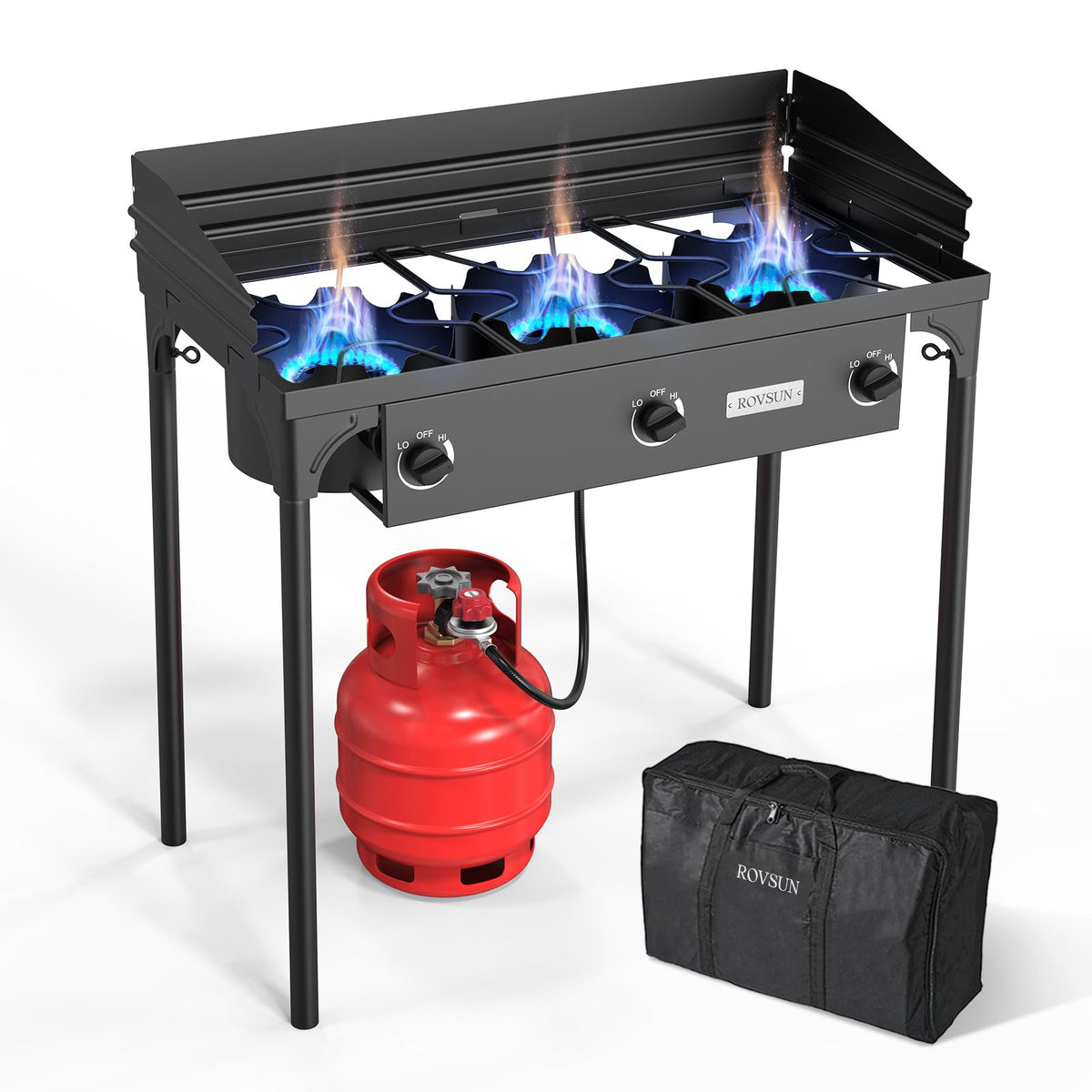 ROVSUN 3 Burner Outdoor Propane Gas Stove, 225,000 BTU with CSA Regulator