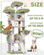 Taoqimiao Cat Tree for Large Cats, 76.8 Inches XL Cat Tower for Indoor Cats