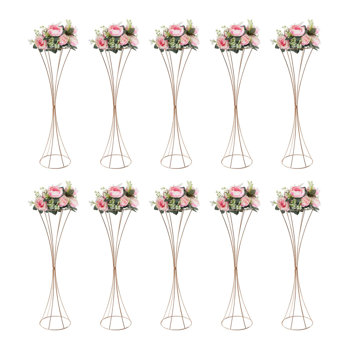 Wedding Centerpieces Silver Vases,10PCS Metal Flower Candle Holder with Sparkling Crystal Beads,Crystal Flower Vase Metal Flowers Stand for Party Tables Decorations (10PCS-Sliver-3)