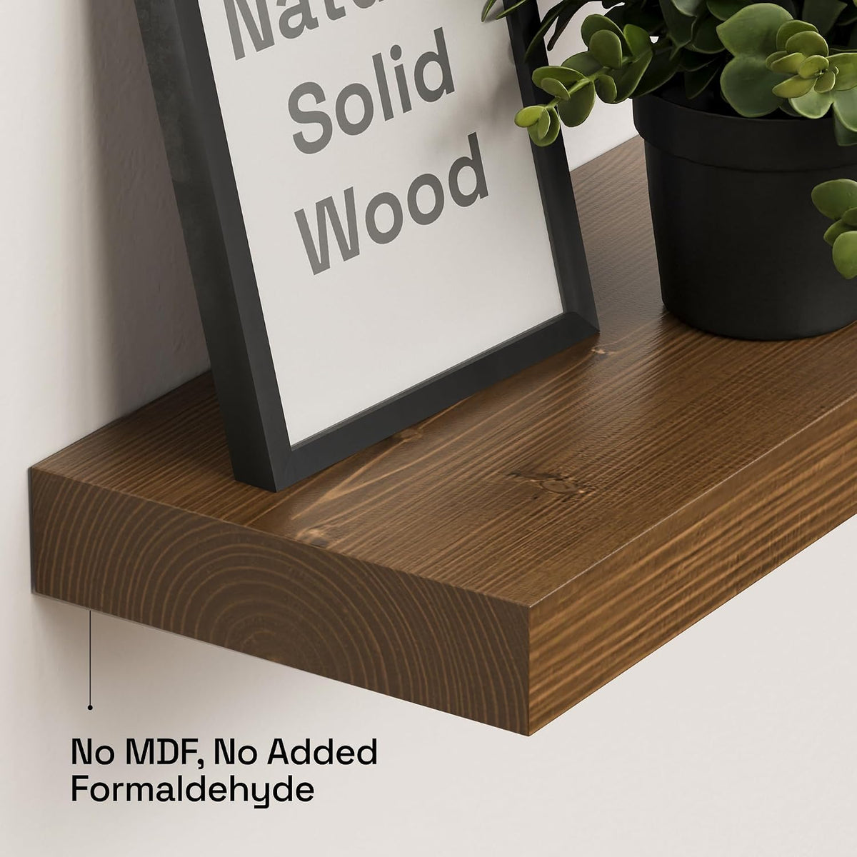 Solid Wood Floating Shelves for Wall 36 Inches Long, Walnut Wooden Shelf