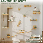 BYBYME 12-PCS Cat Wall Shelves, Pine Climbing System with Space Capsule