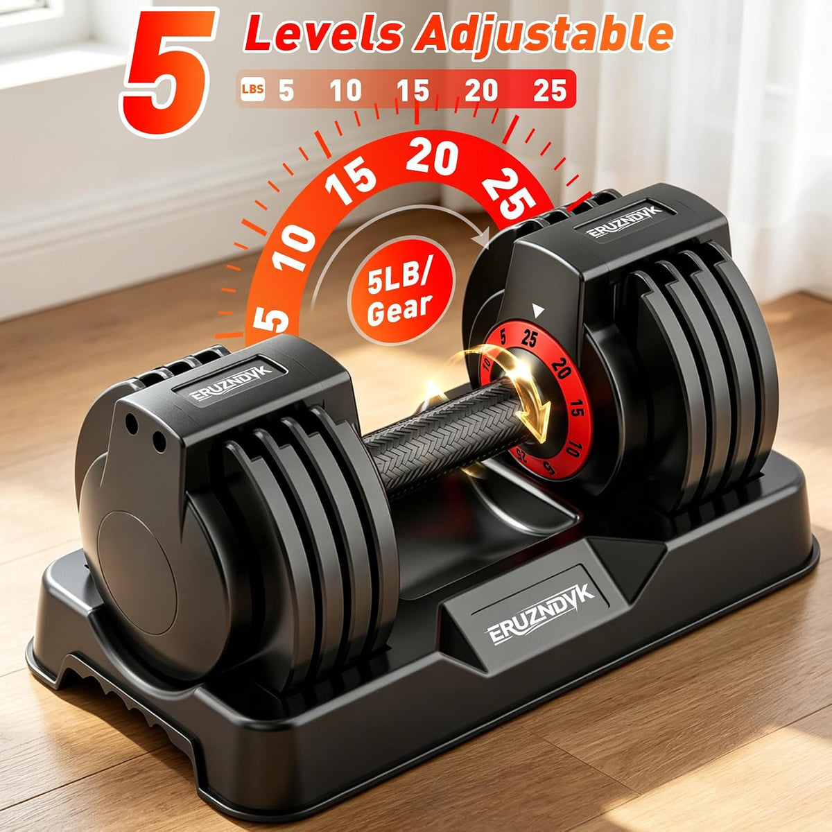 25/50lbs Adjustable Dumbbell Set of 2, 5-in-1 Free Weights Set