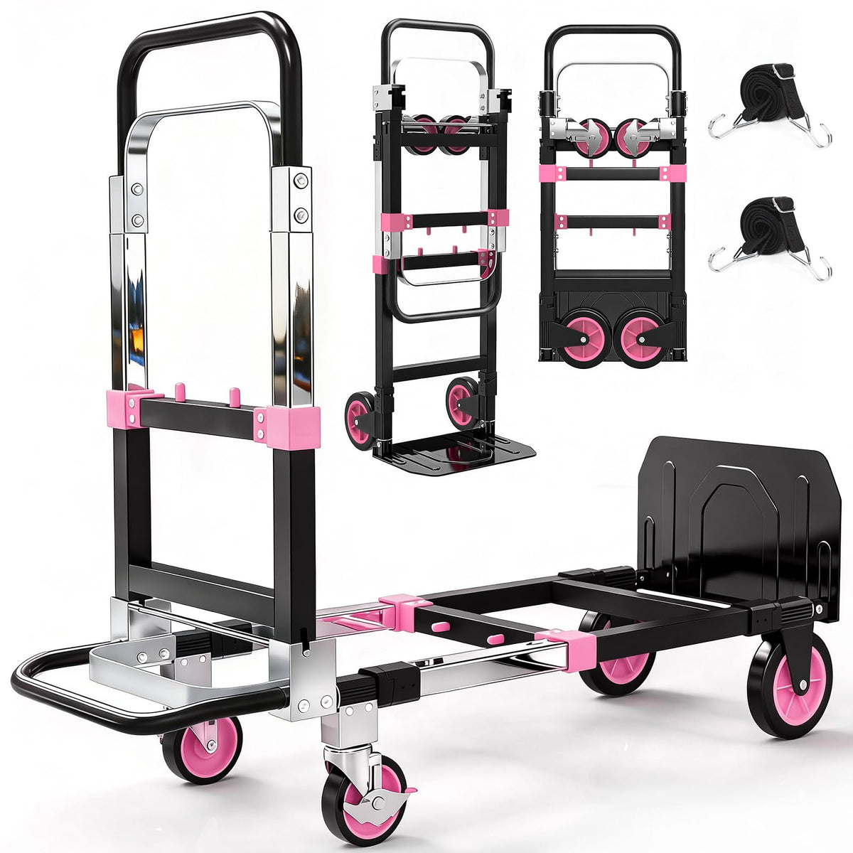 3-in-1 Folding Heavy Duty Hand Truck Dolly Cart Trolley with Wheels (Blue)