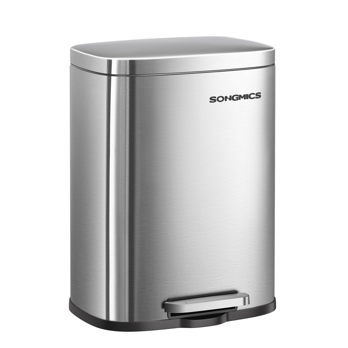SONGMICS 20 Gallon (75 L) Trash Can, Stainless Steel, Step-On Pedal