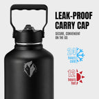 Ekkovision Ekko Flask Insulated Water Bottle, Stainless Steel, Black,128 Oz